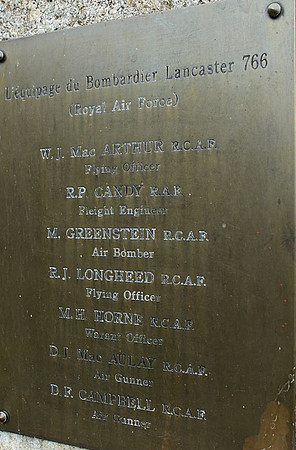 Lancaster crash site plaque